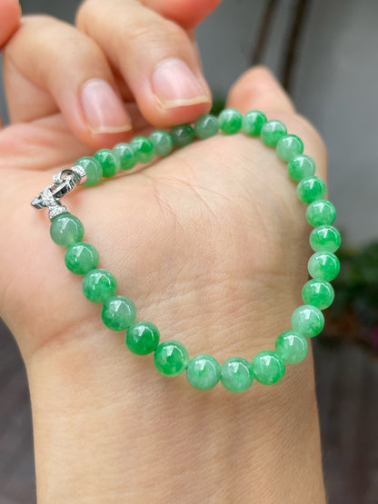 Green Jade Beads Necklace (NJN026)