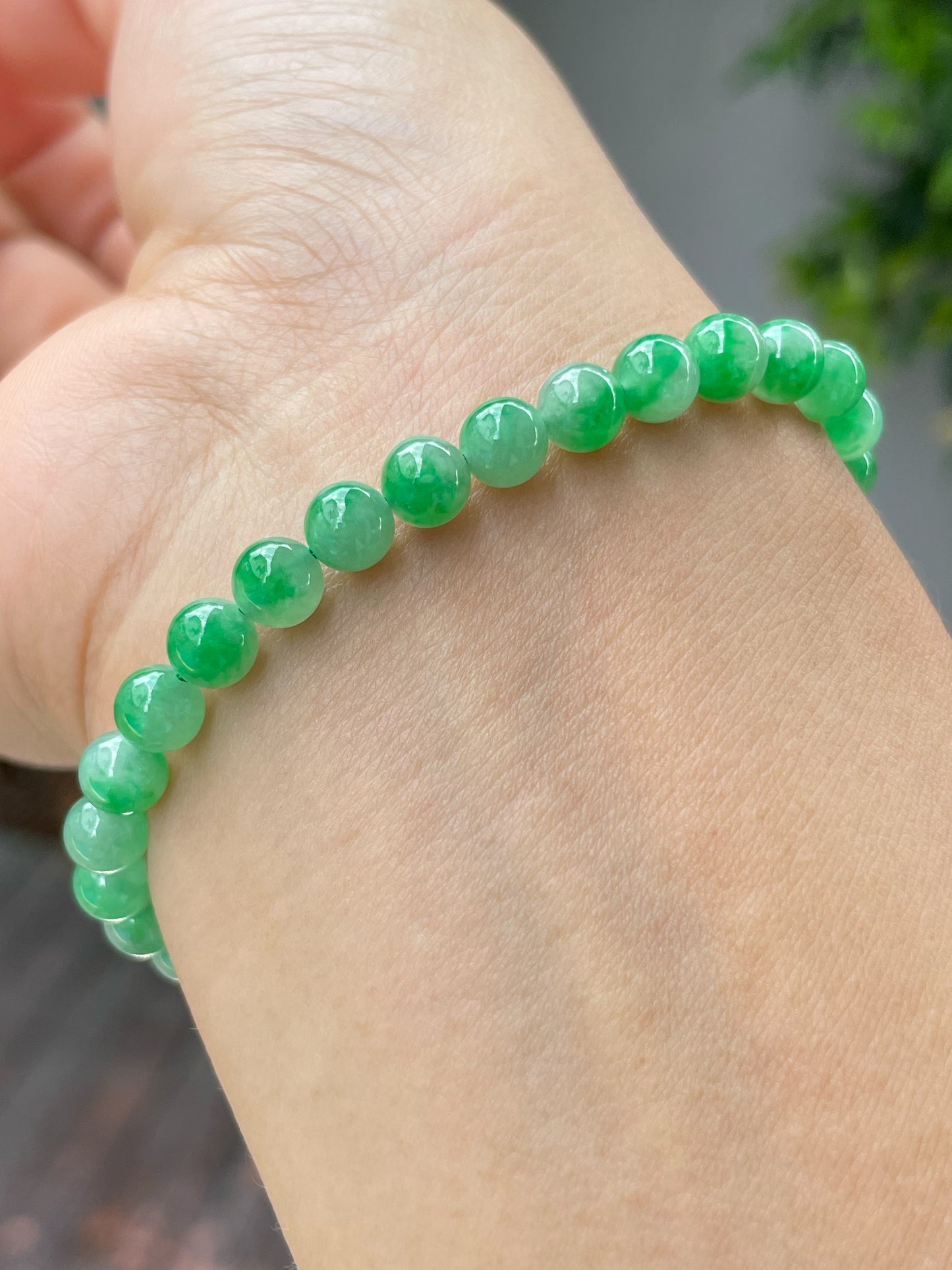 Green Jade Beads Necklace (NJN026)