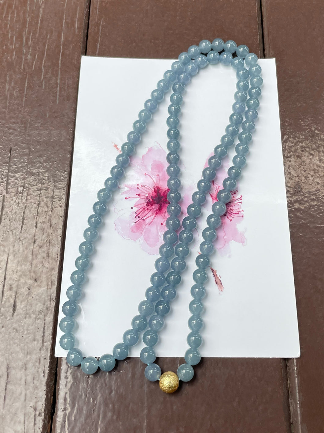 Blue Jade Beads Necklace (NJN027)