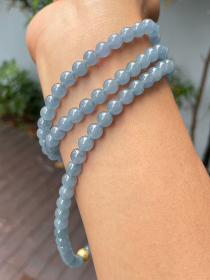 Blue Jade Beads Necklace (NJN027)