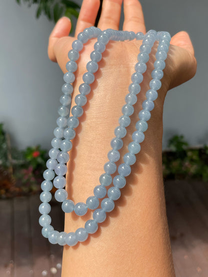 Blue Jade Beads Necklace (NJN027)