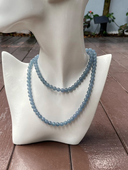 Blue Jade Beads Necklace (NJN027)