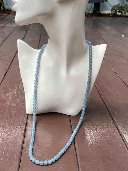 Blue Jade Beads Necklace (NJN027)