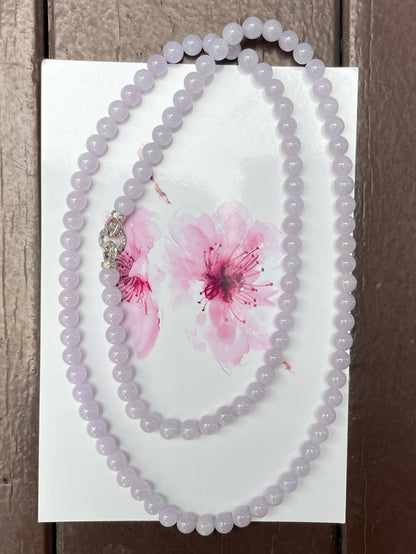 Lavender Jade Beads Necklace (NJN030)