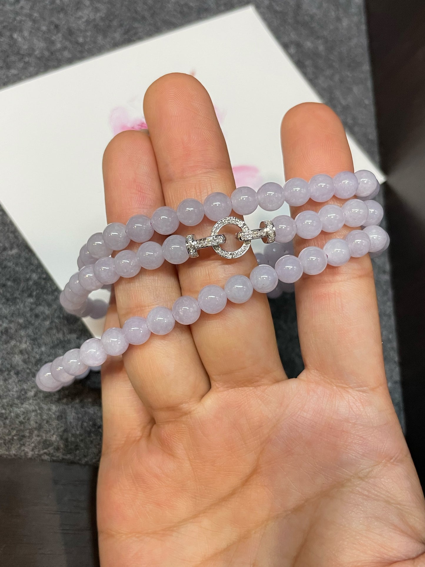 Lavender Jade Beads Necklace (NJN030)