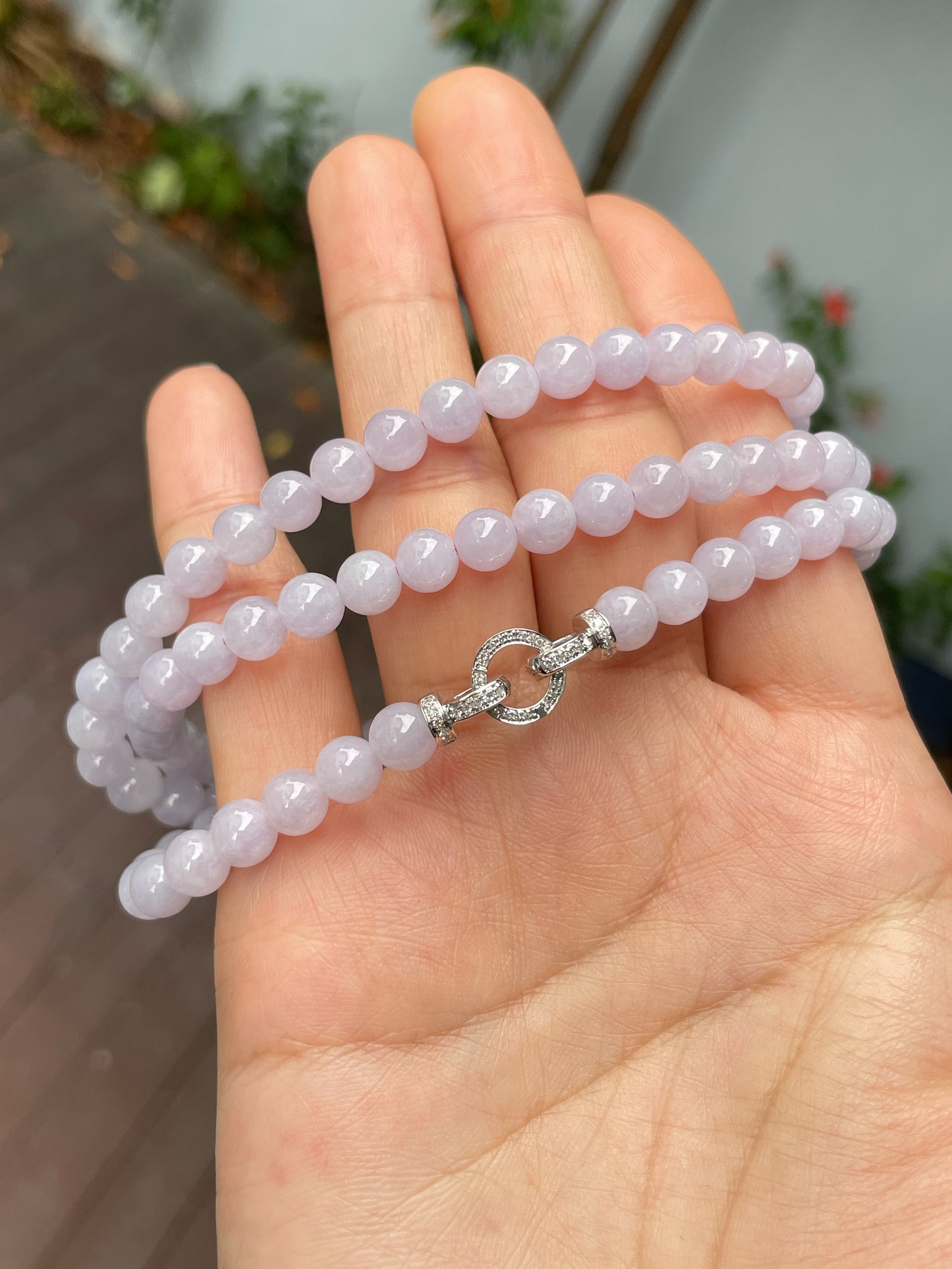 Lavender Jade Beads Necklace (NJN030)