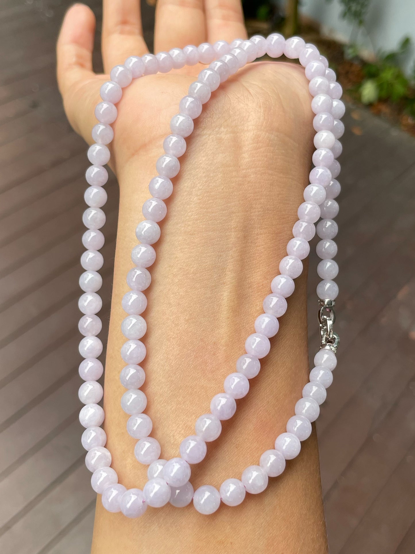 Lavender Jade Beads Necklace (NJN030)