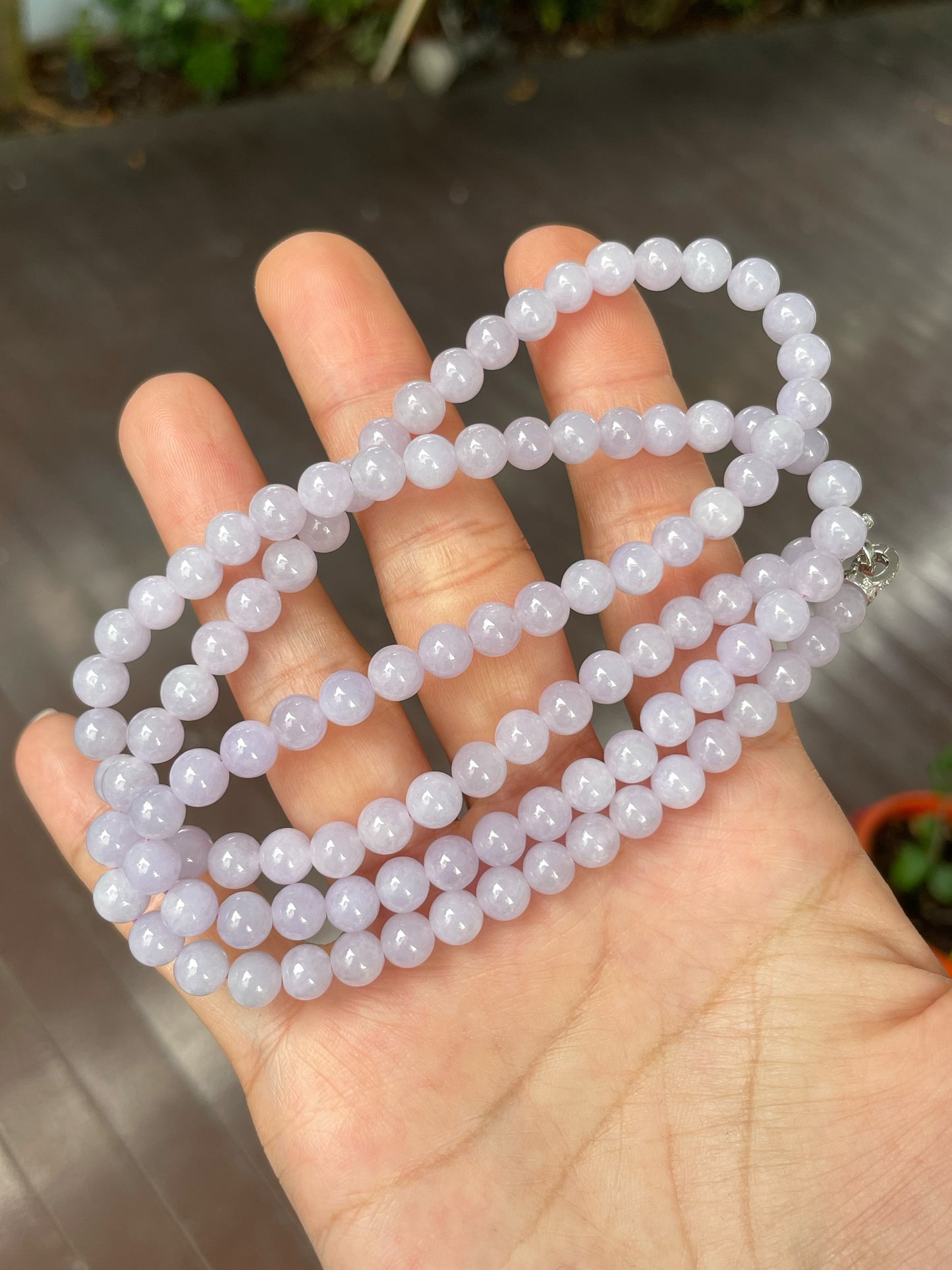 Lavender Jade Beads Necklace (NJN030)