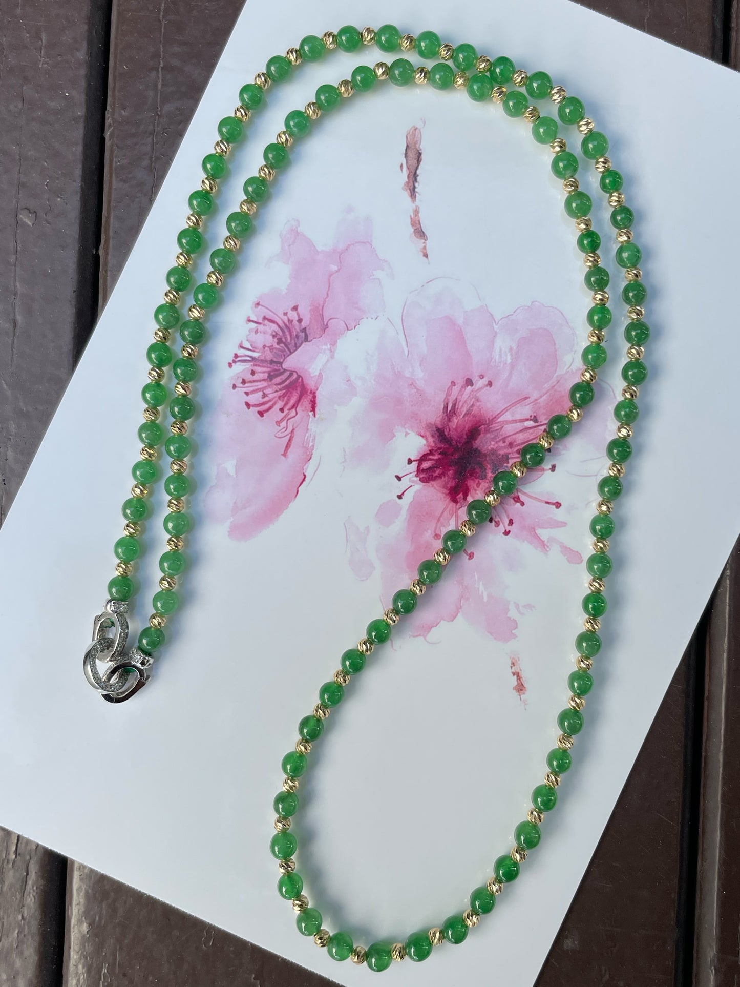 Green Jade Necklace - Round Beads (NJN031)