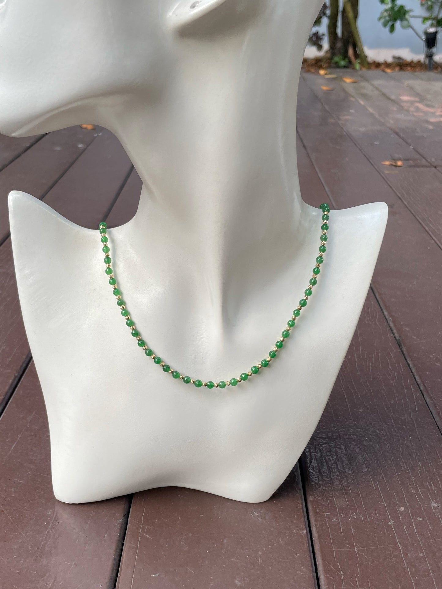 Green Jade Necklace - Round Beads (NJN031)