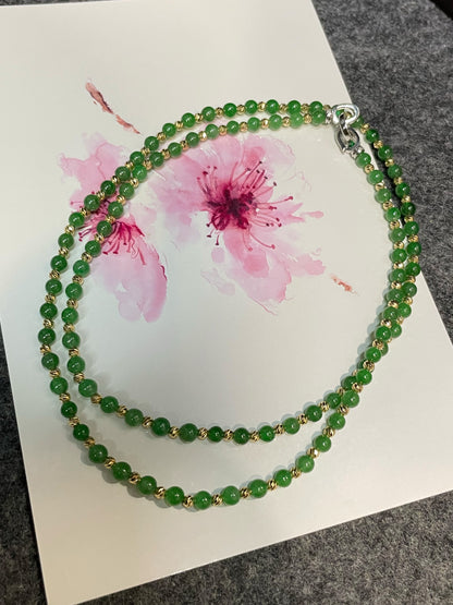 Green Jade Necklace - Round Beads (NJN031)