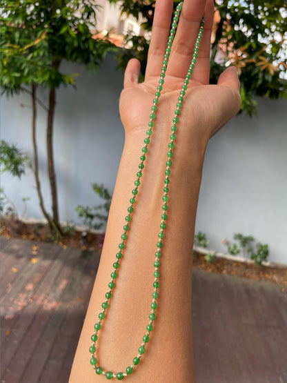 Green Jade Necklace - Round Beads (NJN031)