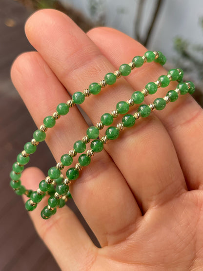 Green Jade Necklace - Round Beads (NJN031)