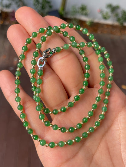 Green Jade Necklace - Round Beads (NJN031)