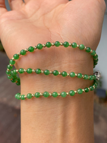 Green Jade Necklace - Round Beads (NJN031)