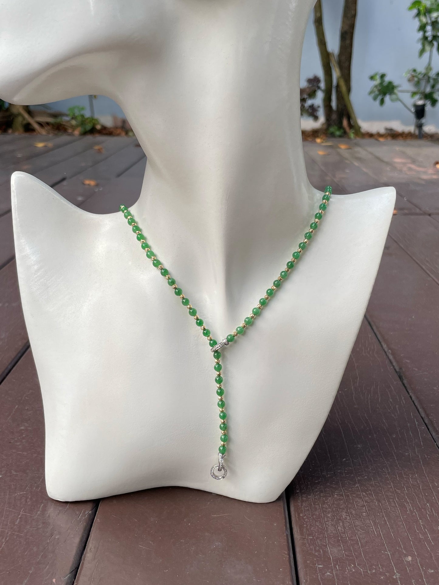 Green Jade Necklace - Round Beads (NJN031)