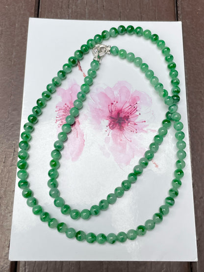 Green Jade Beads Necklace (NJN036)