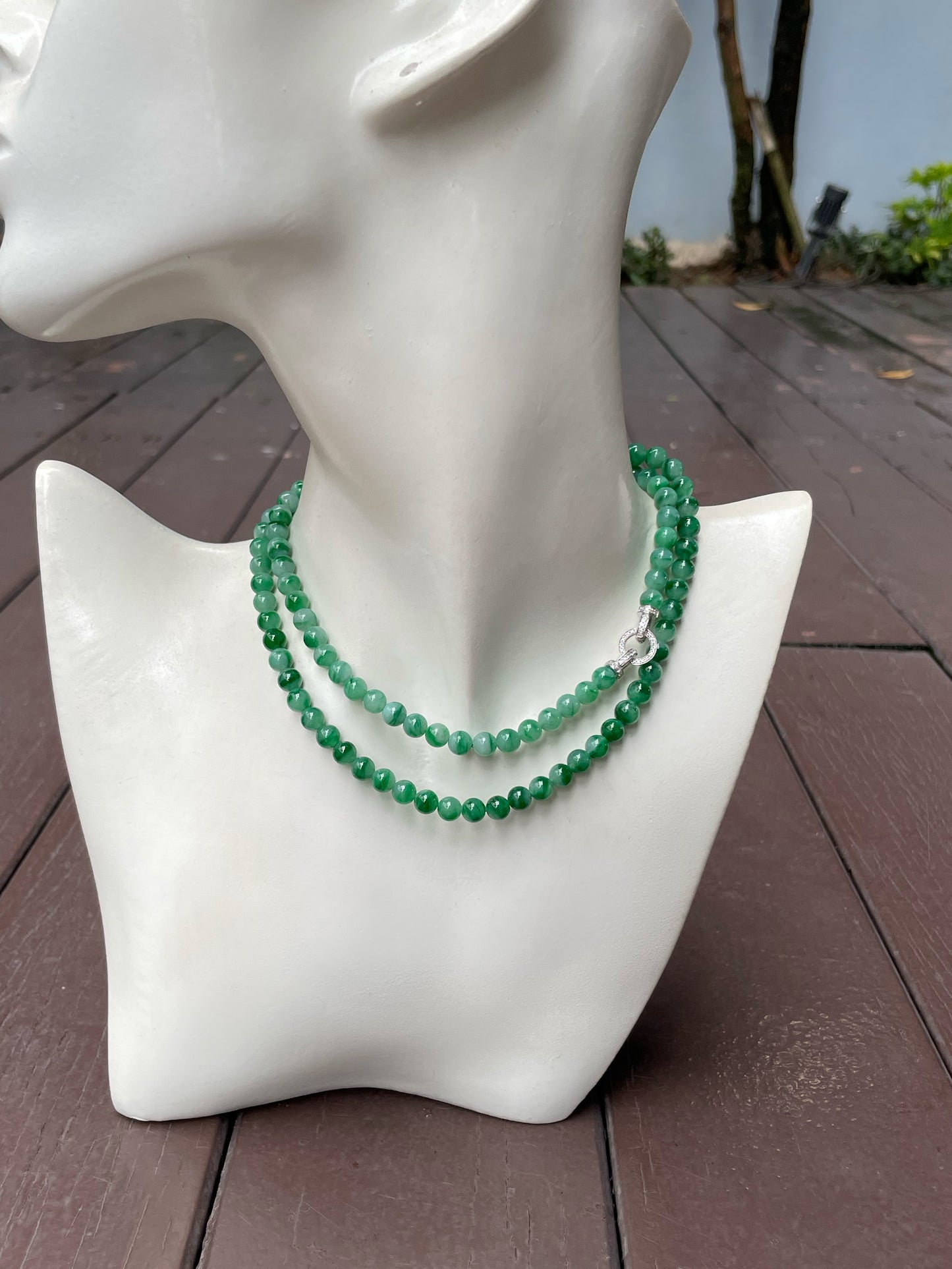 Green Jade Beads Necklace (NJN036)