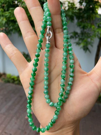 Green Jade Beads Necklace (NJN036)