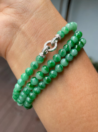 Green Jade Beads Necklace (NJN036)