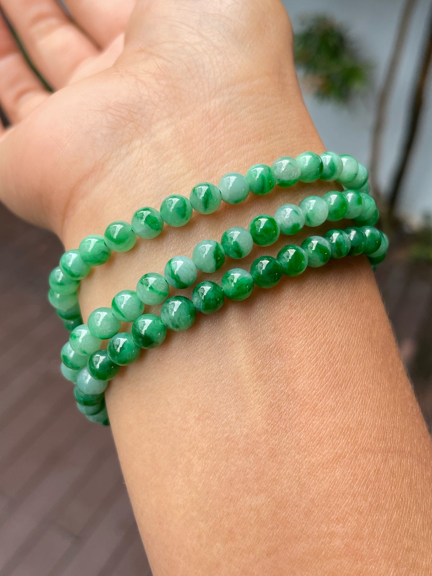 Green Jade Beads Necklace (NJN036)