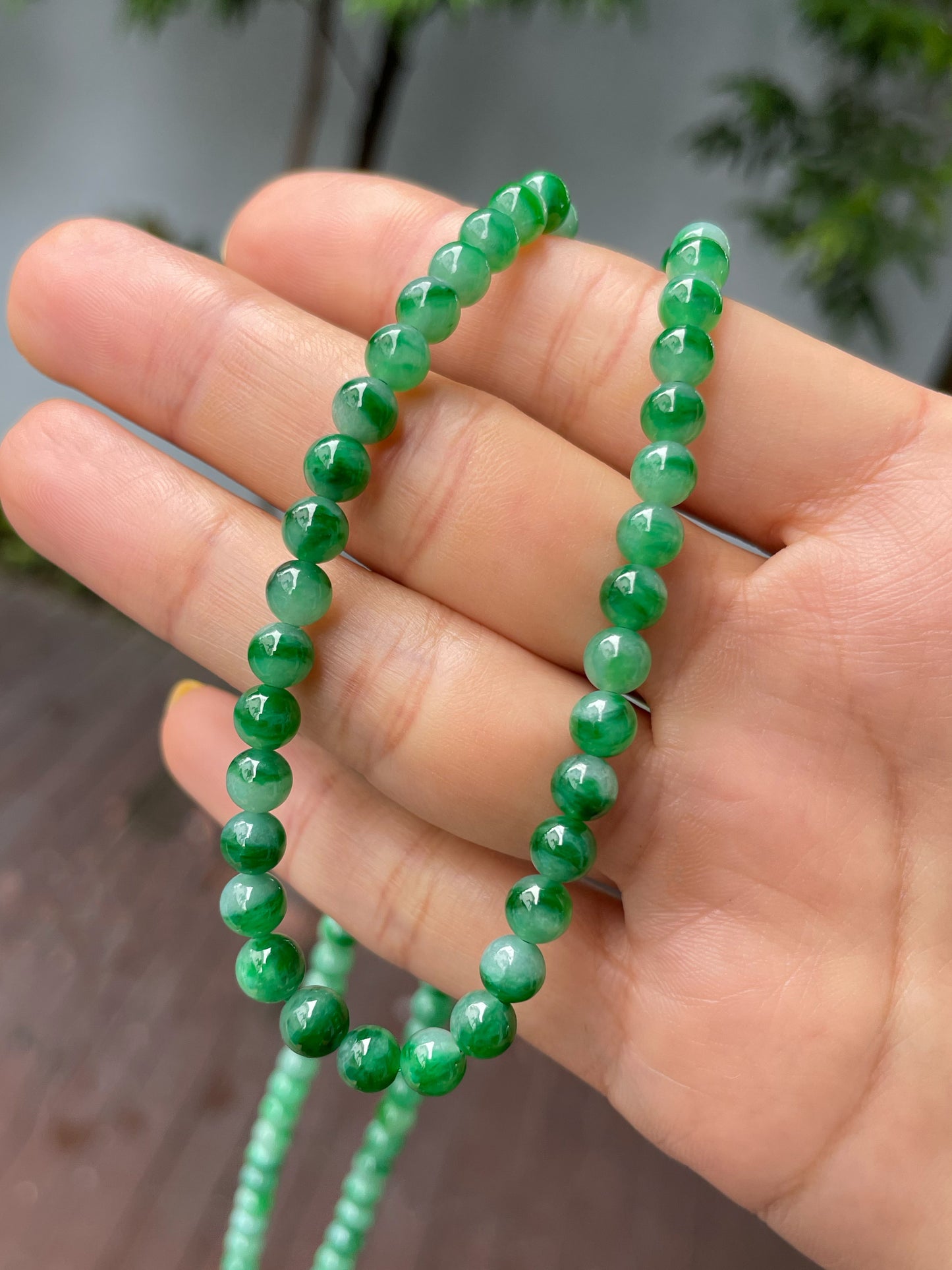 Green Jade Beads Necklace (NJN036)