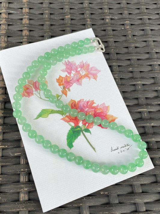 Icy Green Jade Beads Necklace (NJN039)