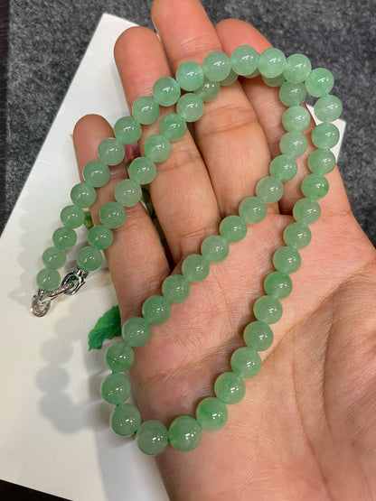Icy Green Jade Beads Necklace (NJN039)