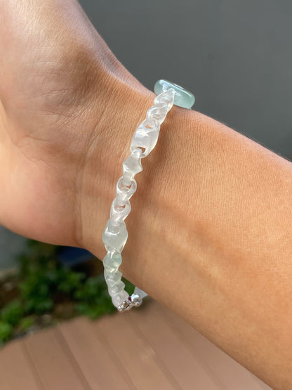 Icy Jadeite Necklace / Bracelet - Interlocking Chain (NJN050)