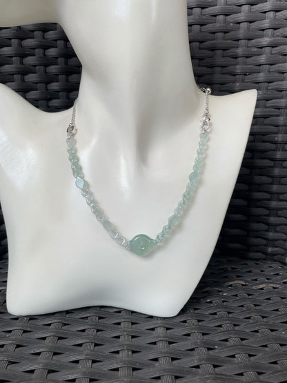 Icy Jadeite Necklace / Bracelet - Interlocking Chain (NJN050)