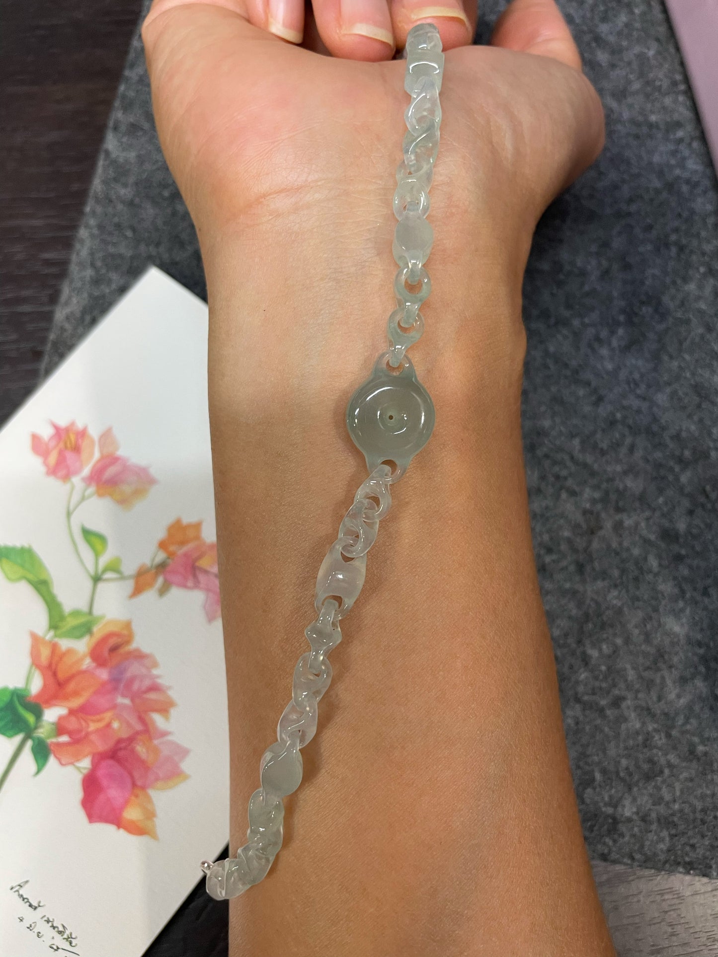 Icy Jadeite Necklace / Bracelet - Interlocking Chain (NJN050)