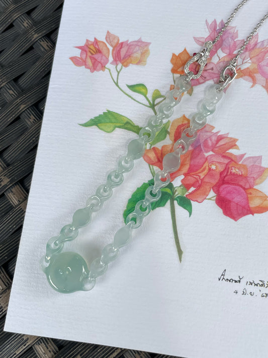 Icy Jadeite Necklace / Bracelet - Interlocking Chain (NJN050)