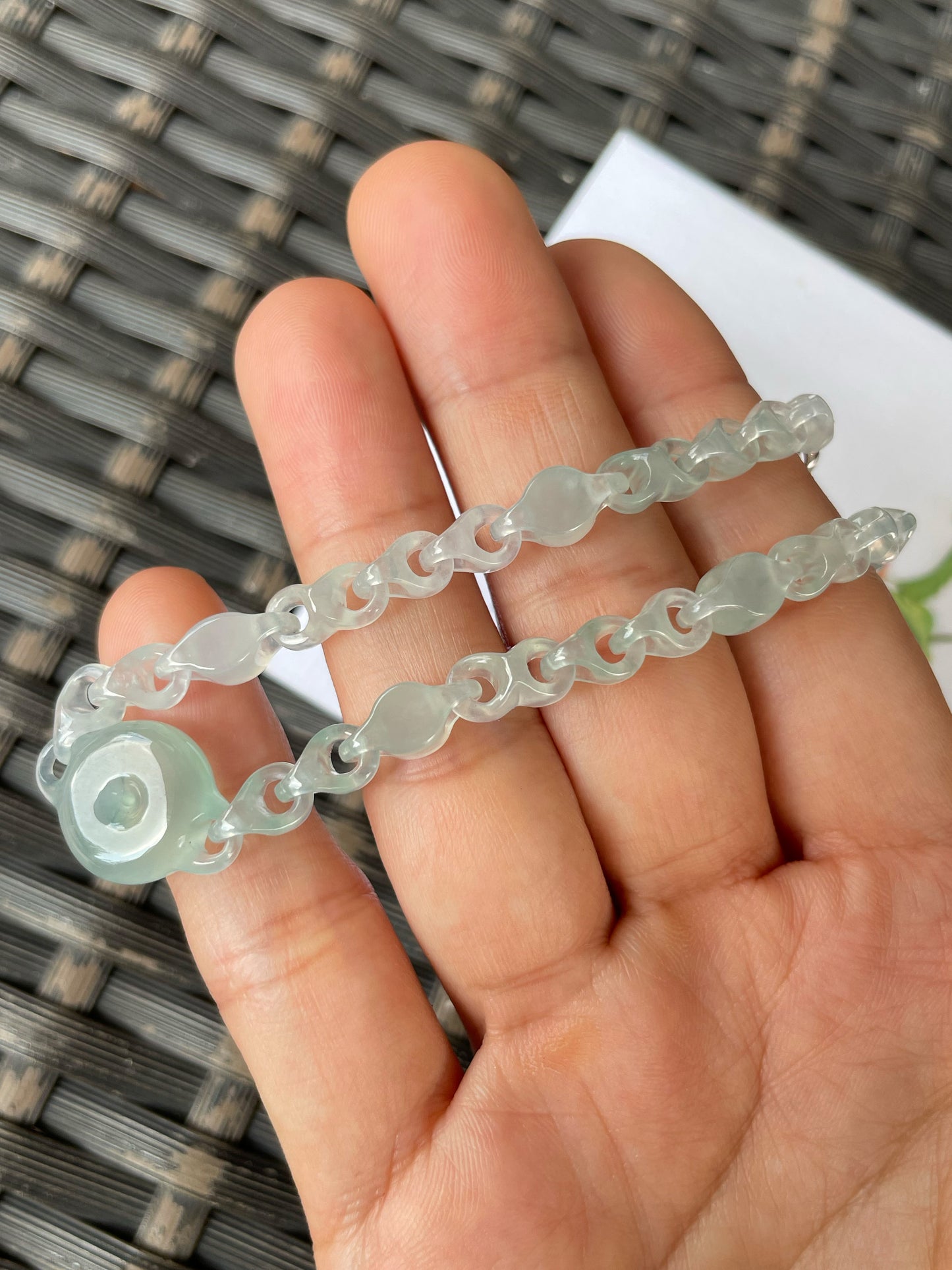 Icy Jadeite Necklace / Bracelet - Interlocking Chain (NJN050)
