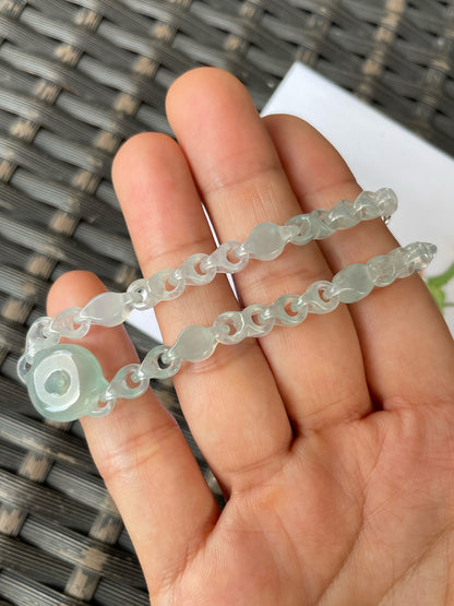 Icy Jadeite Necklace / Bracelet - Interlocking Chain (NJN050)