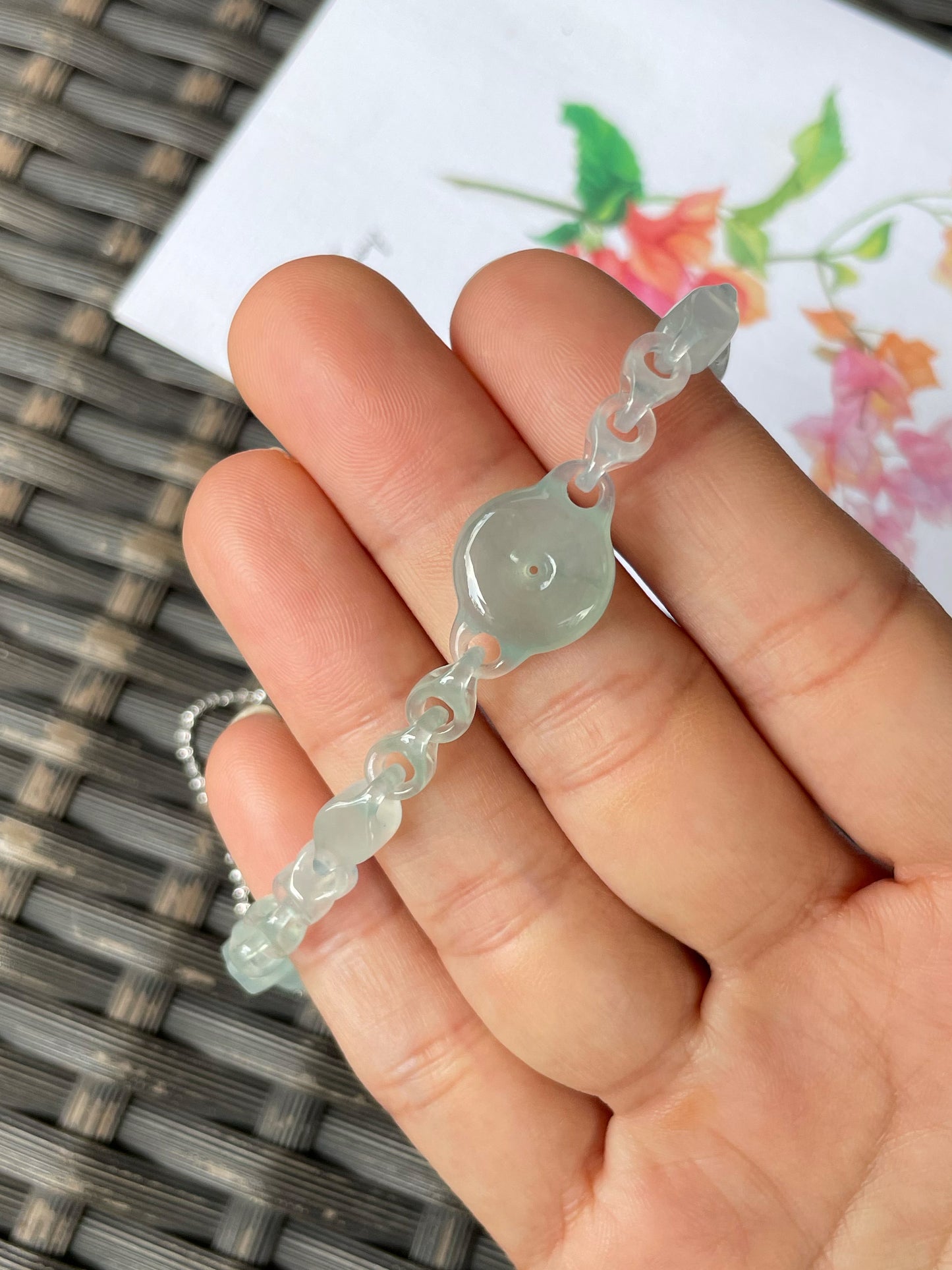 Icy Jadeite Necklace / Bracelet - Interlocking Chain (NJN050)