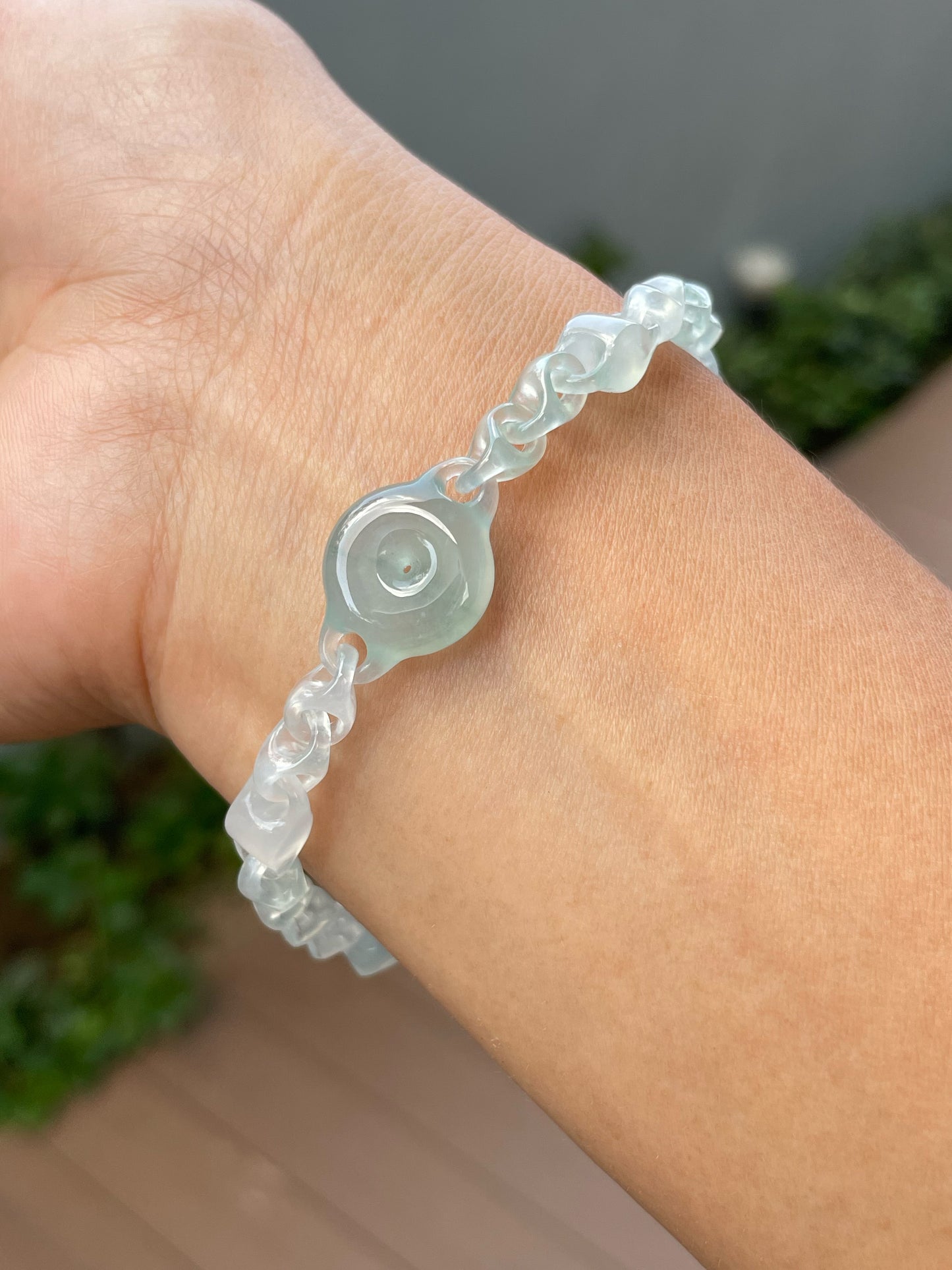 Icy Jadeite Necklace / Bracelet - Interlocking Chain (NJN050)