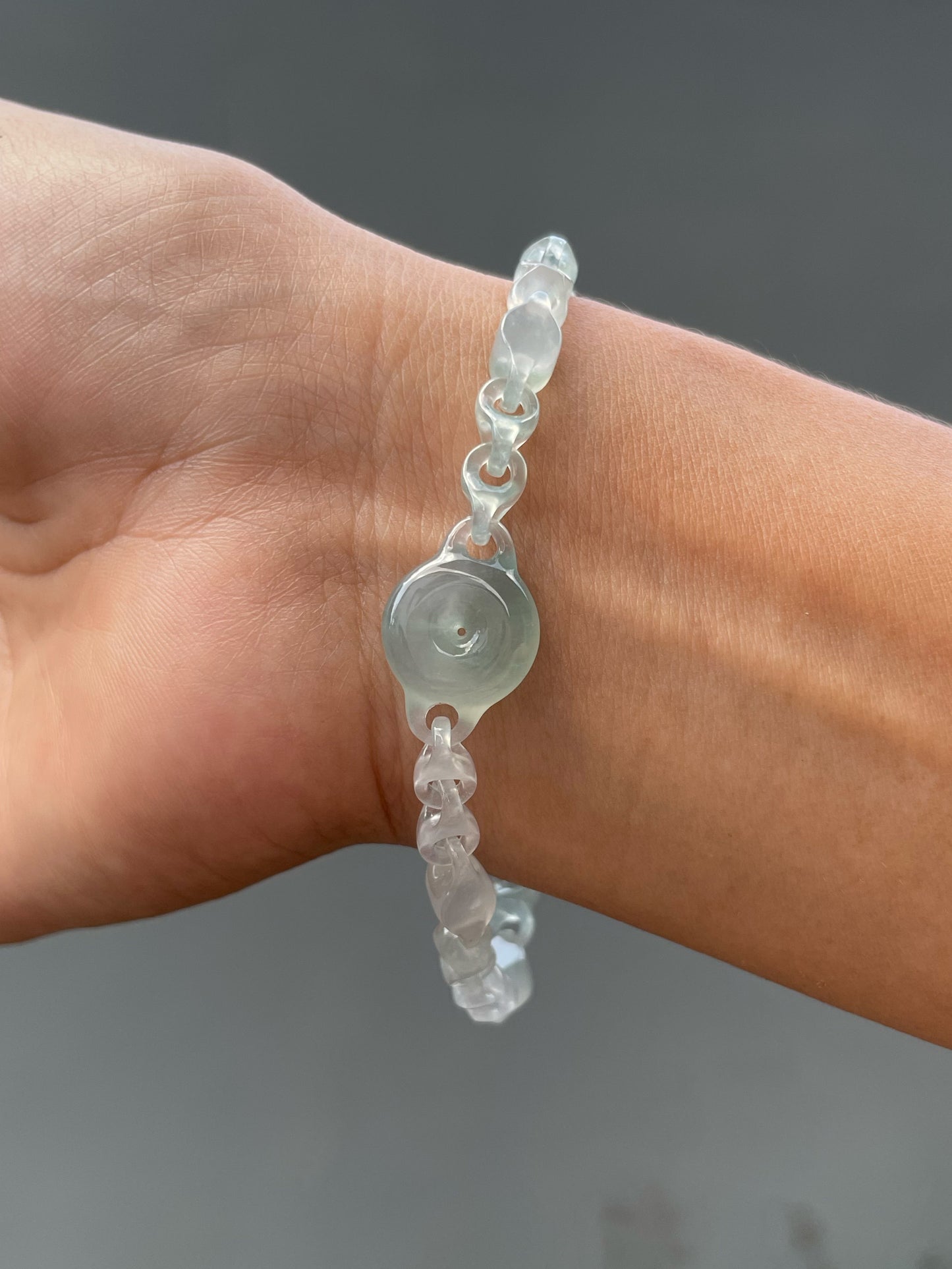Icy Jadeite Necklace / Bracelet - Interlocking Chain (NJN050)