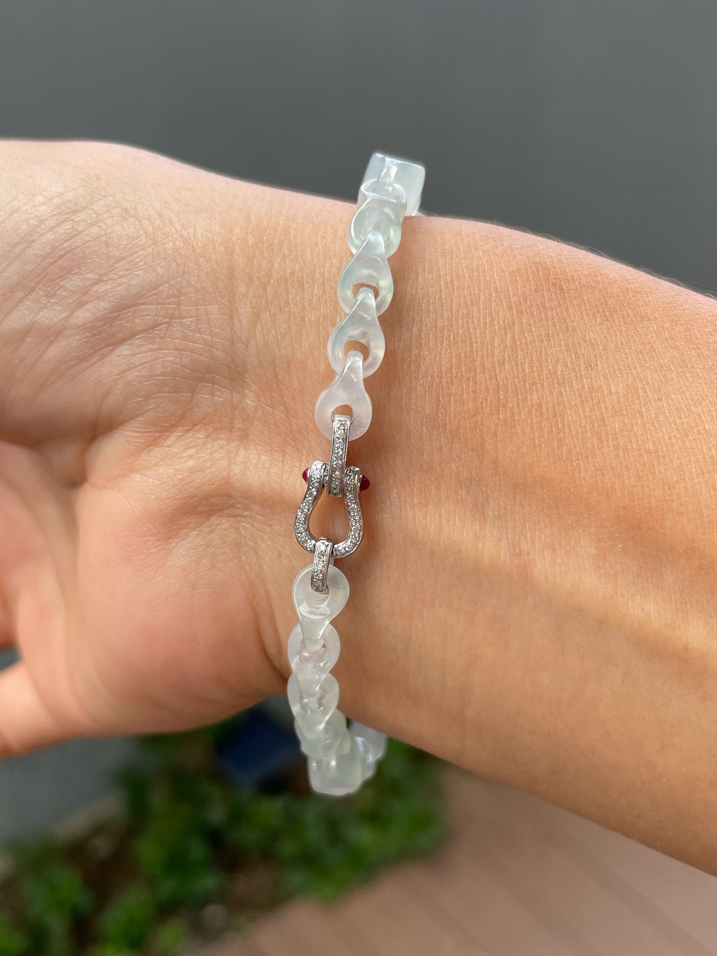 Icy Jadeite Necklace / Bracelet - Interlocking Chain (NJN050)