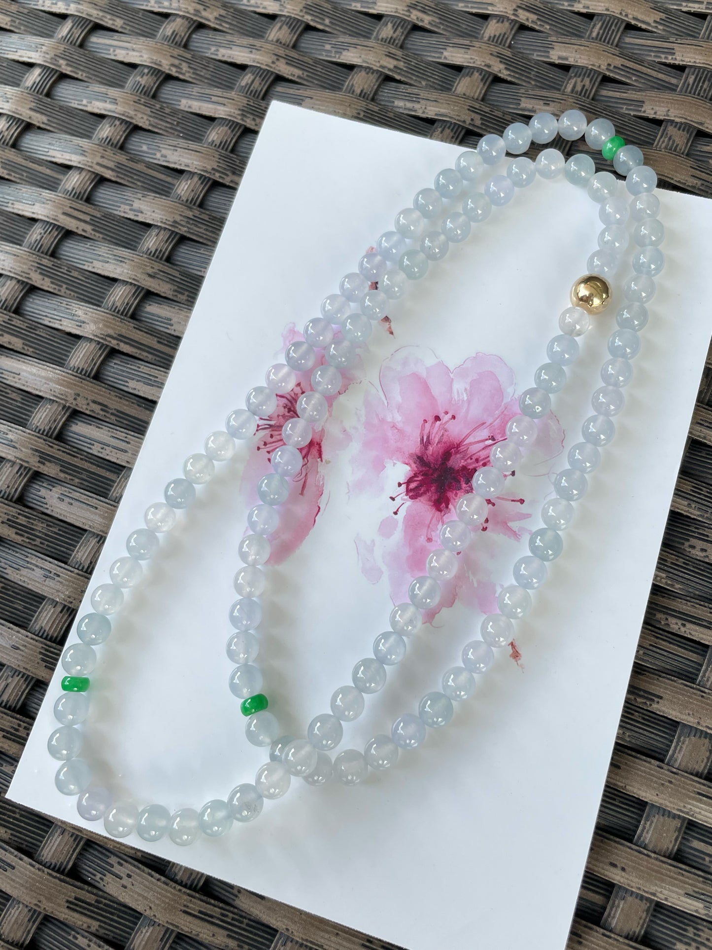 Icy White Jade Beads Necklace (NJN051)