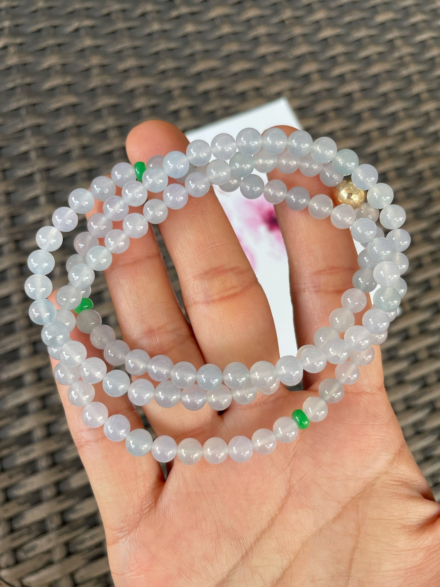 Icy White Jade Beads Necklace (NJN051)