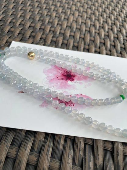 Icy White Jade Beads Necklace (NJN051)