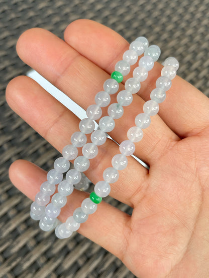 Icy White Jade Beads Necklace (NJN051)