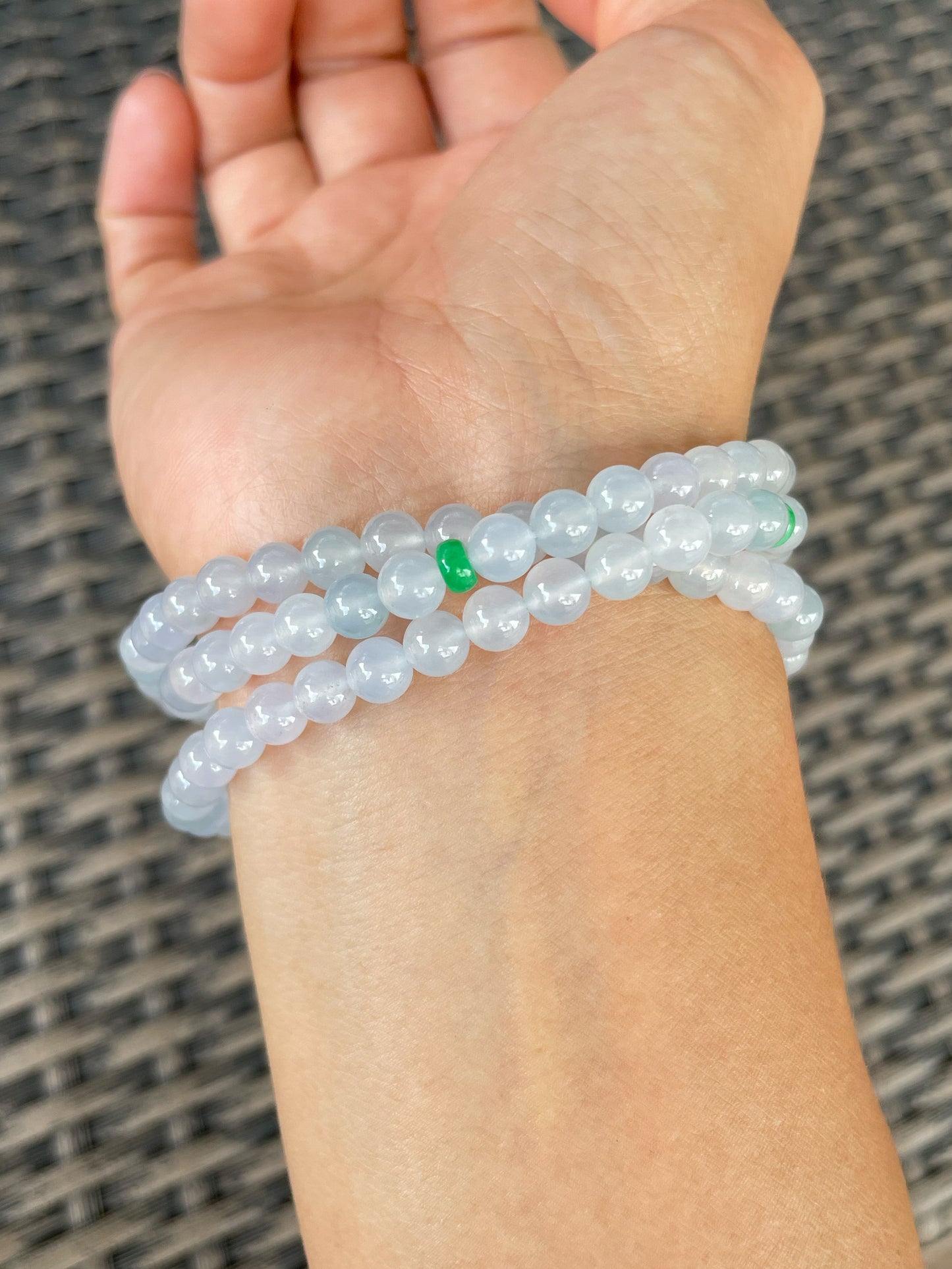 Icy White Jade Beads Necklace (NJN051)