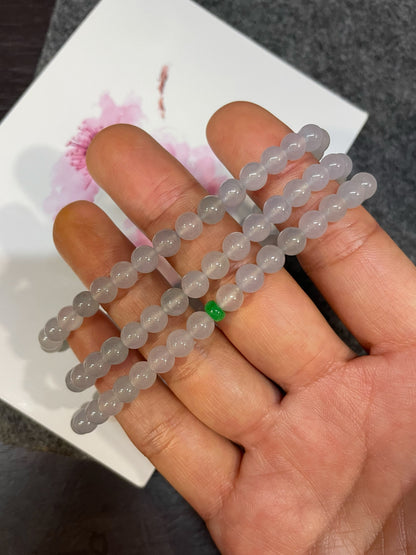 Icy White Jade Beads Necklace (NJN051)