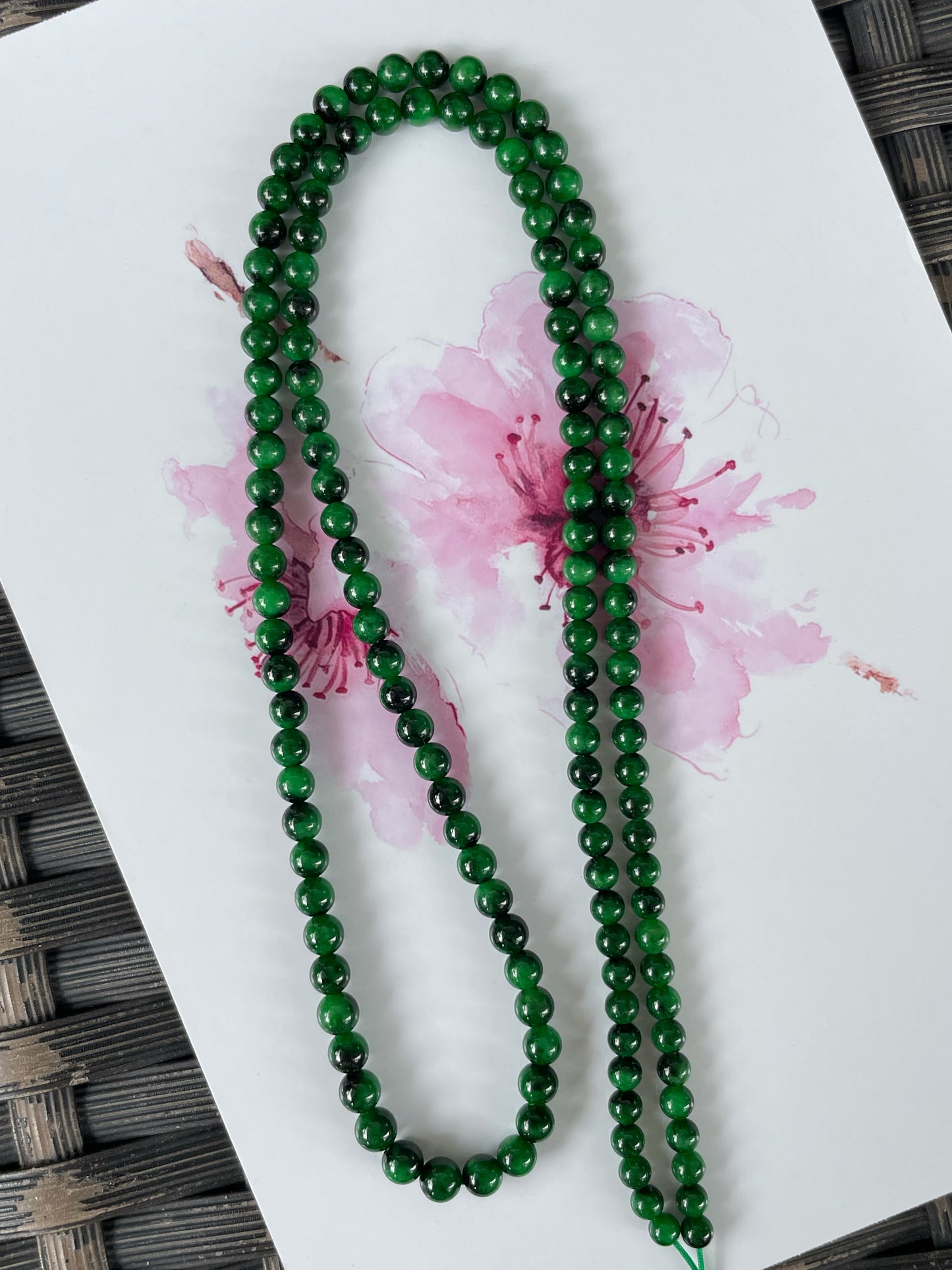 Green Jade Beads Necklace (NJN052)