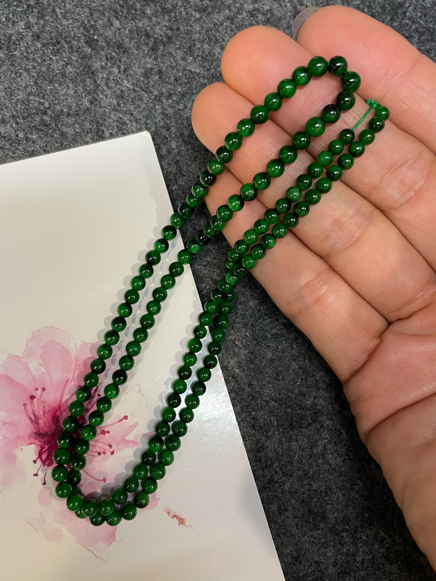 Green Jade Beads Necklace (NJN052)