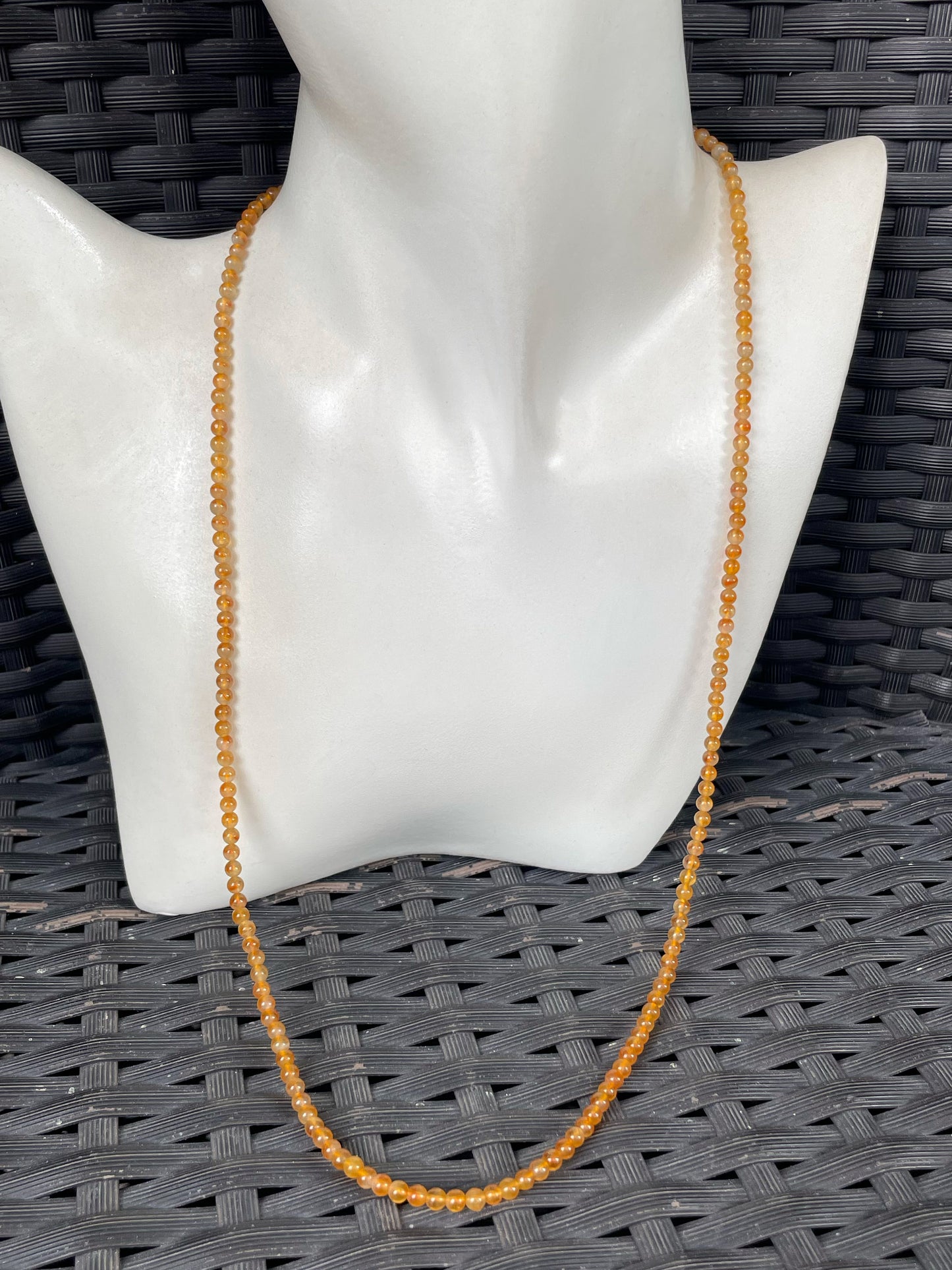 Icy Orange Jade Necklace - Round Beads (NJN055)