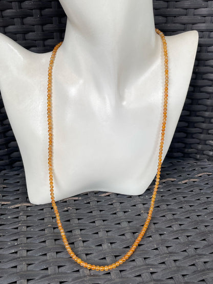 Icy Orange Jade Necklace - Round Beads (NJN055)