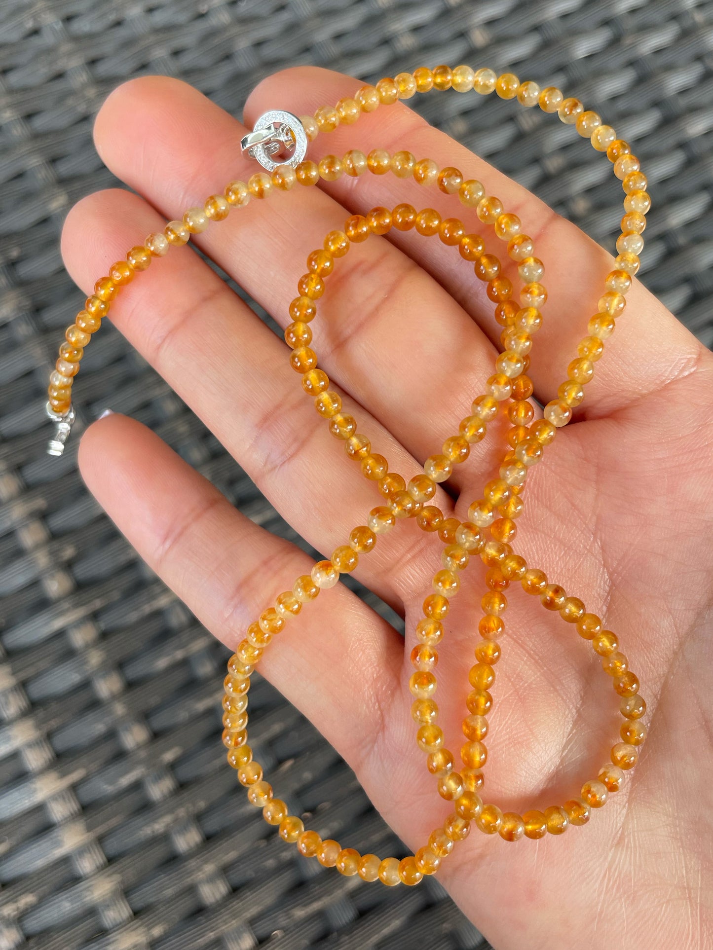 Icy Orange Jade Necklace - Round Beads (NJN055)