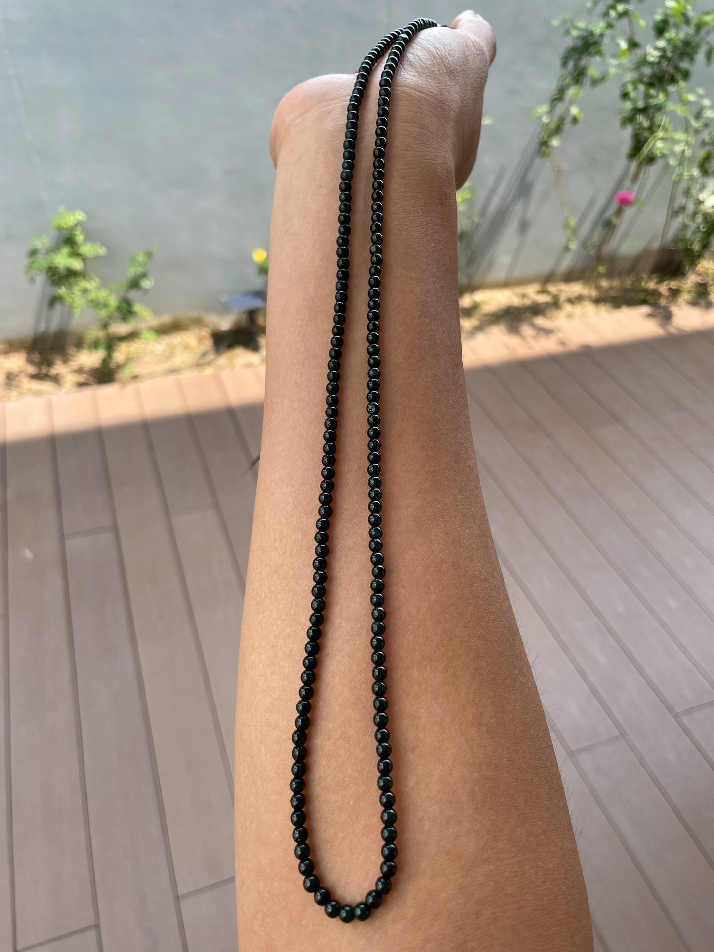 Omphacite Jade Beads Necklace (NJN056)